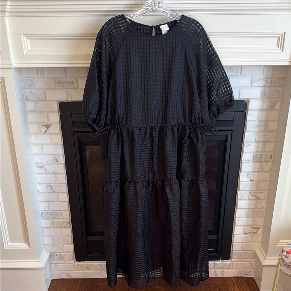 Black Textured Midi Dress